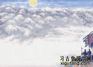 李白《关山月》：明月出天山，苍茫云海间。长风几万里，吹度玉门关。汉下白登道，胡窥青海湾。