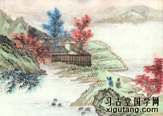 僧皎《寻陆鸿渐不遇》：移家虽带郭，野径入桑麻。近种篱边菊，秋来未著花。扣门无犬吠，欲去问西家。报道山中去，归来每日斜。