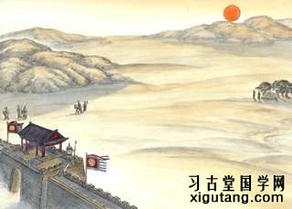 张乔《书边事》：调角断清秋，征人倚戌楼。春风对青冢，白日落梁州。大漠无兵阻，穷边有客游。蕃情似此水，长愿向南流。