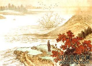 孟浩然《早寒江上有怀》：木落雁南渡，北风江上寒。我家襄水曲，遥隔楚云端。乡泪客中尽，孤帆天际看。迷津欲有问，平海夕漫漫。