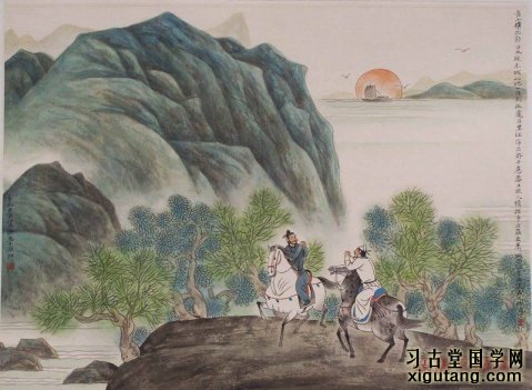 李白《送友人》：青山横北郭，白水绕东城。此地一为别，孤蓬万里征。浮云游子意，落日故人情。挥手自兹去，萧萧班马鸣。