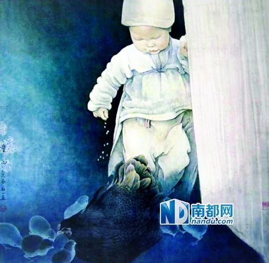 陈白一代表作之一《童心》。用工笔的手段反映现代的生活，婉转细致，有情感流动其间。